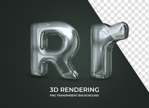 Letter r 3d rendering isolated transparent background