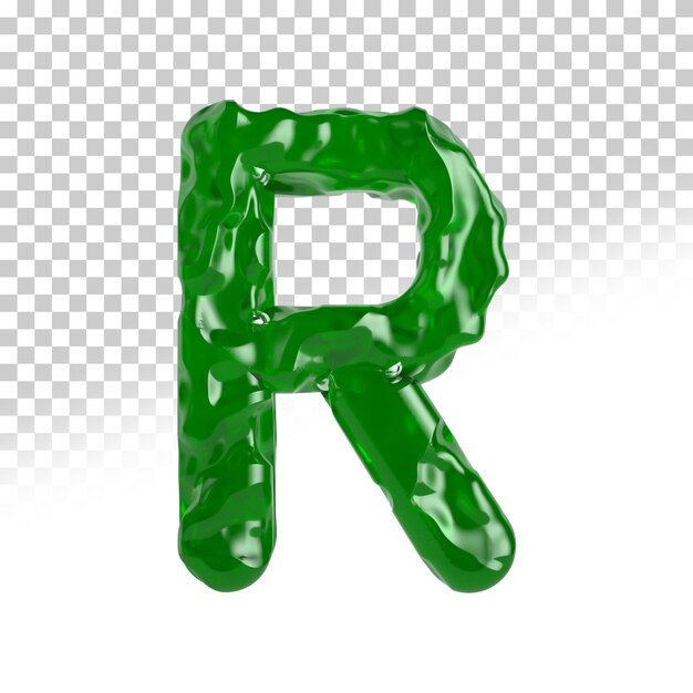 Lettera r giada stile di rendering 3d