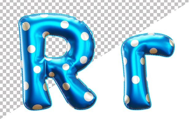 PSD letter r polka dots helium foil balloon alphabet with upper case and lower case