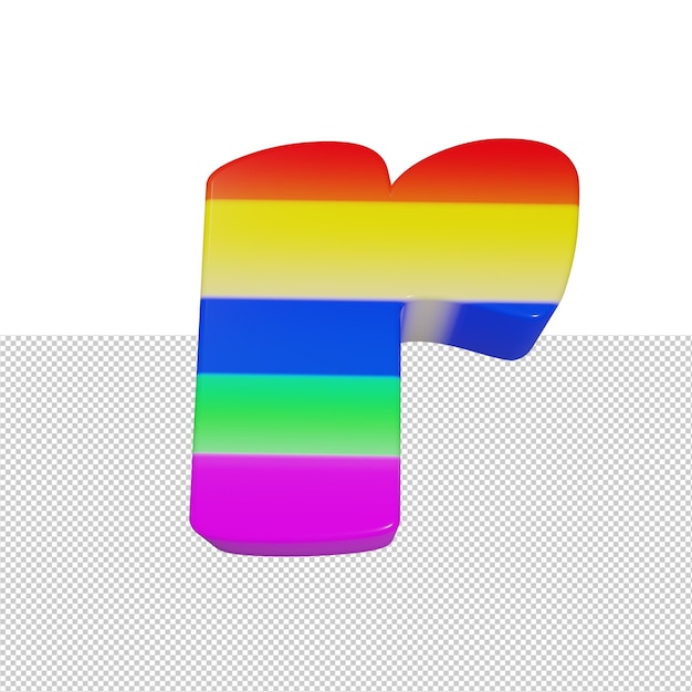 Letter r regenboog teksteffect 3d render