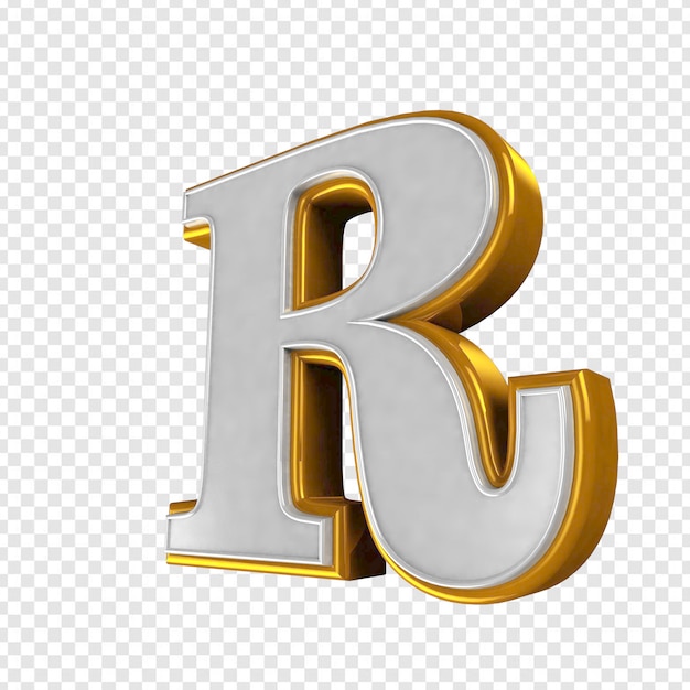 Lettera r bianco e oro