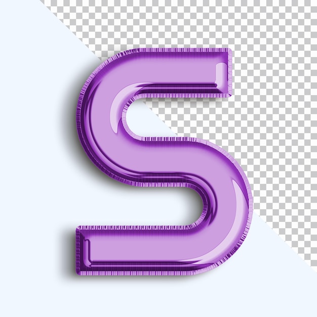 Буква s 3d визуализация металлический шар из фольги на прозрачном фоне png