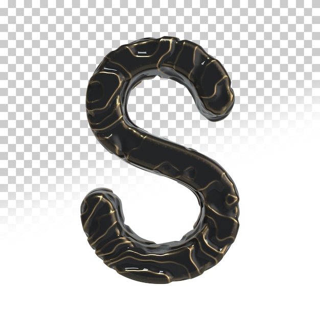 letter S Dark and golden 3d render style