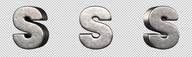 PSD letter s from a scratched iron letters collection. isolated. 3d rendering