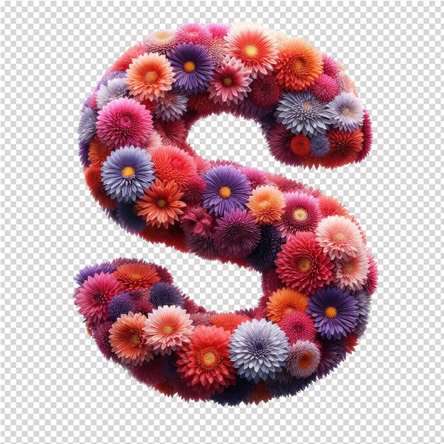 PSD a letter s made of flowers is shown with a photo of a letter s