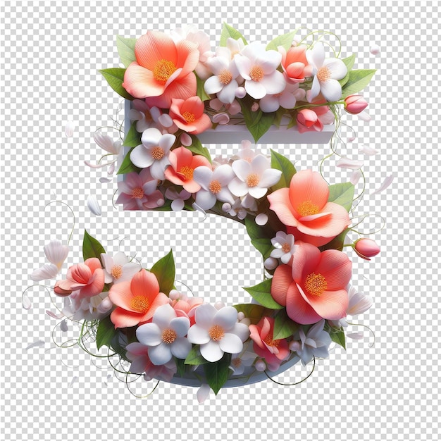 PSD a letter s made of flowers and a letter s is made by a