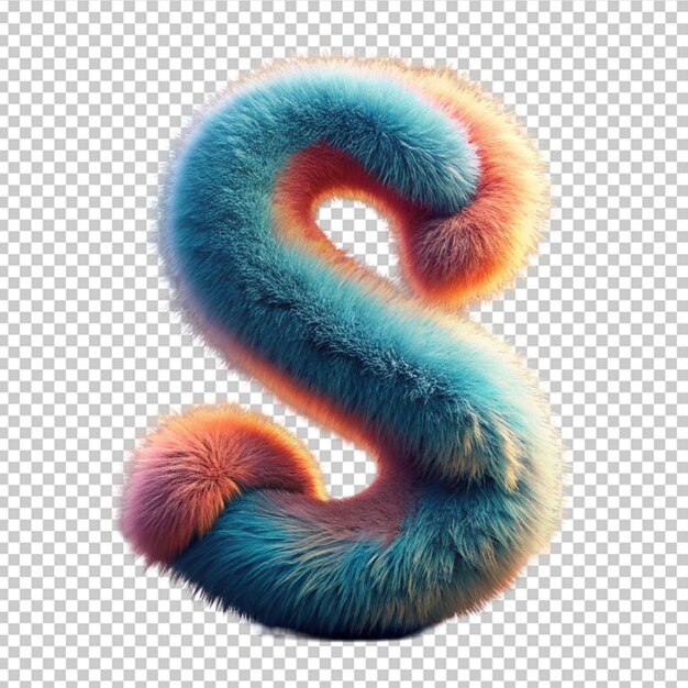 PSD letter s with luxurious fur texture