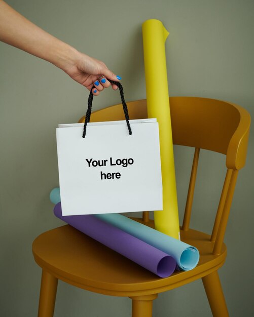 PSD letter shopping bag mockup