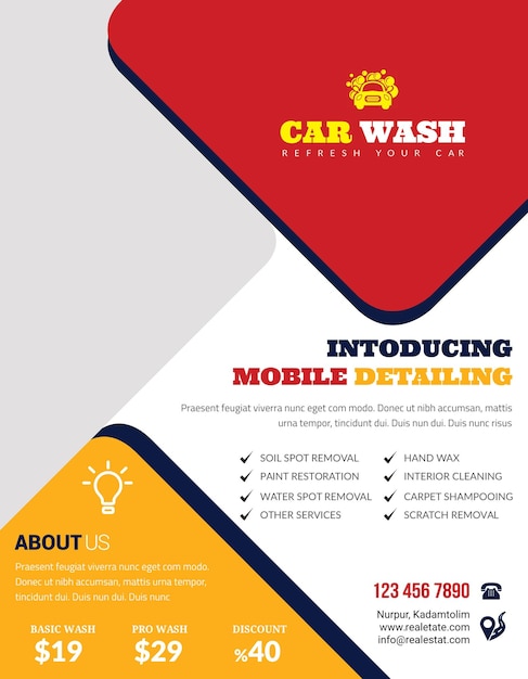 PSD letter size car wash flyer