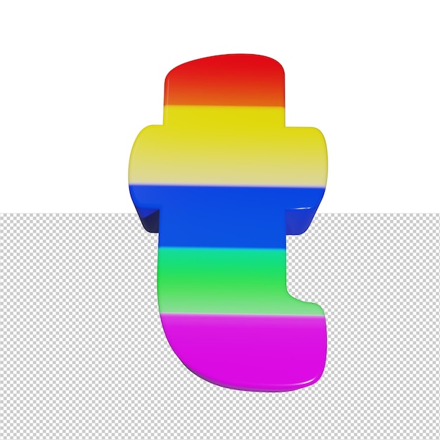 Letter t rainbow text effect 3d render