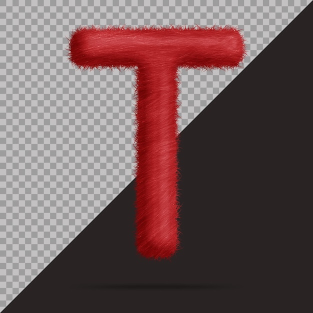 Letter t with realistic 3d fur