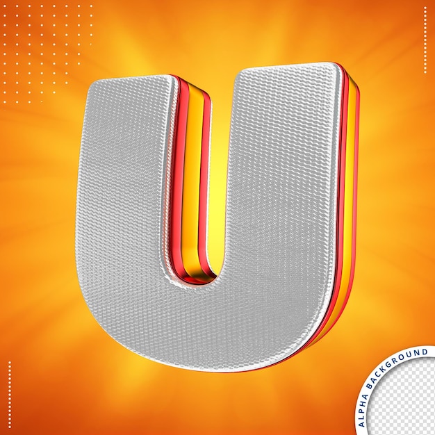 Letter u 3d render isolated