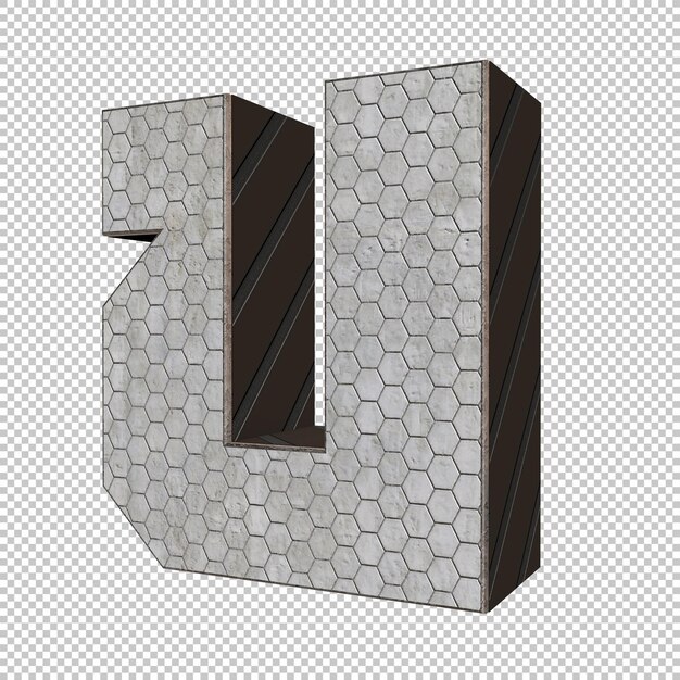 PSD letter u 3d render