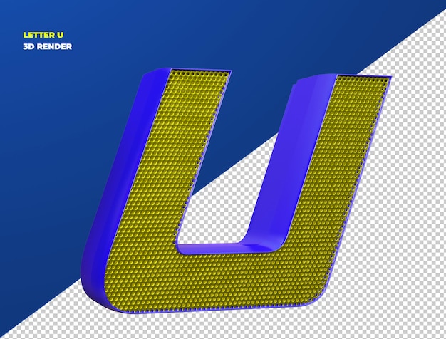 Letter u  3d yellow and blue