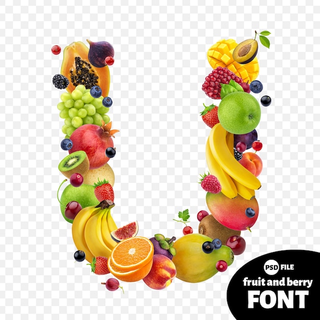 PSD letter u, fruit font symbol