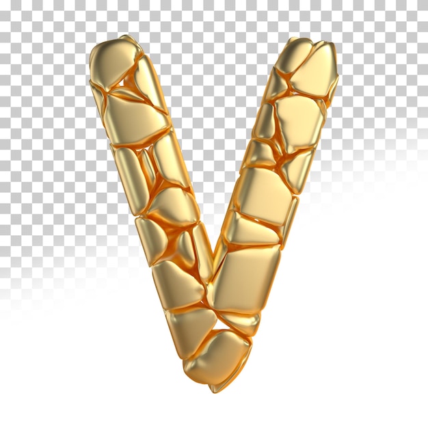 Letter v goud 3d render-stijl