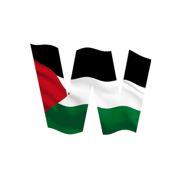 PSD letter w drawn with the palestinian flag