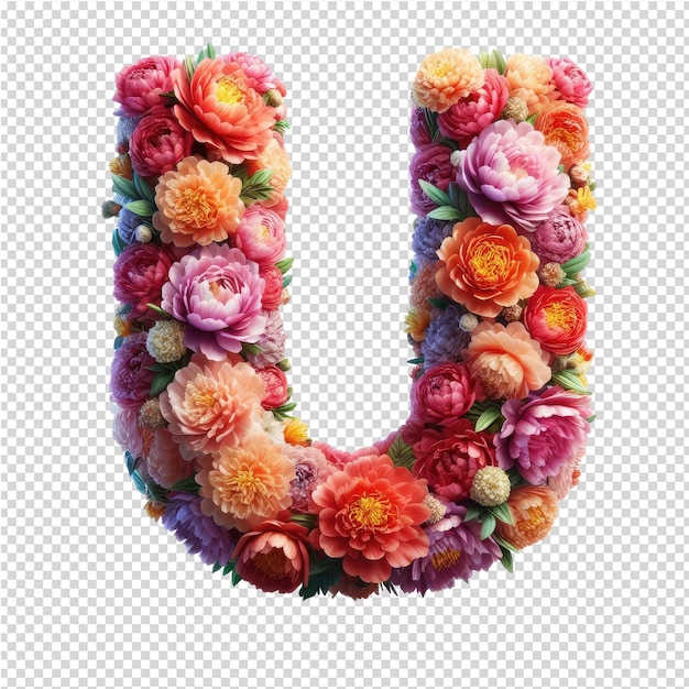 A letter w made of flowers with a letter y
