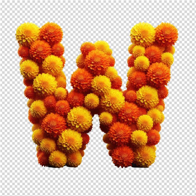 PSD the letter w made of fruits with cones