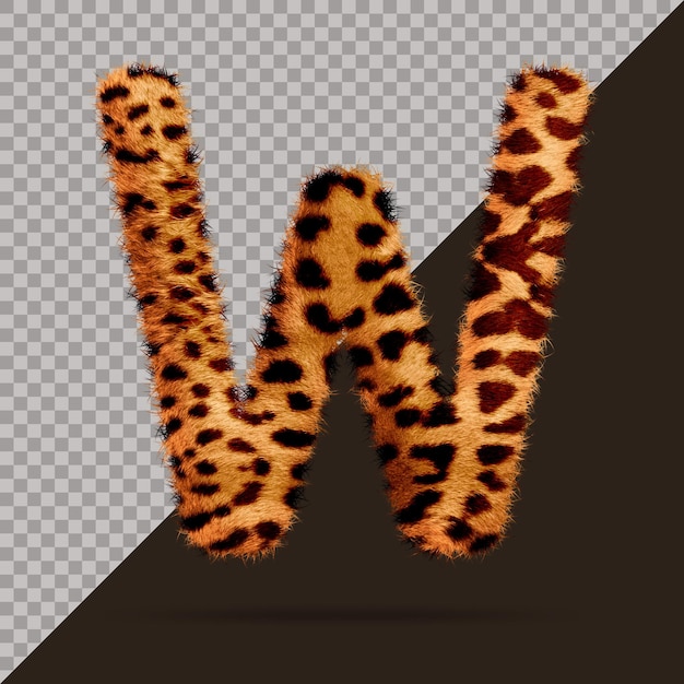 Letter w with realistic 3d fur