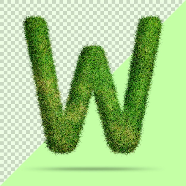 Letter w with realistic 3d grass