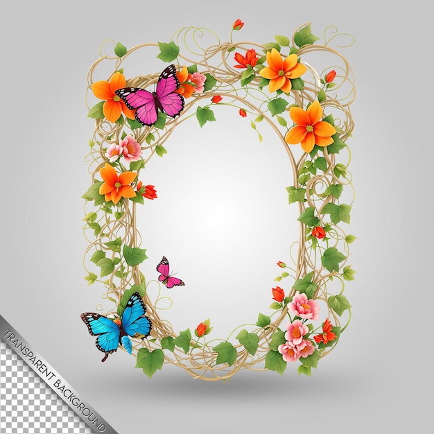 PSD a letter with butterflies and butterflies on a gray background