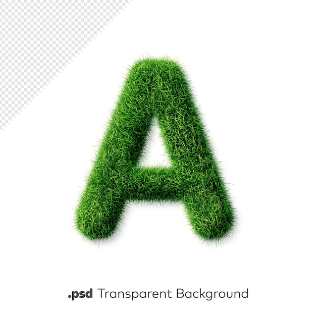 PSD a letter with grass on a white background