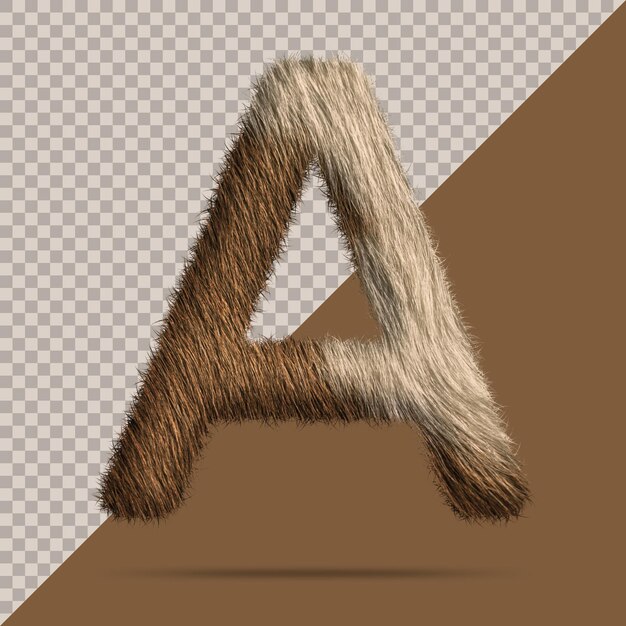 Letter a with realistic 3d fur