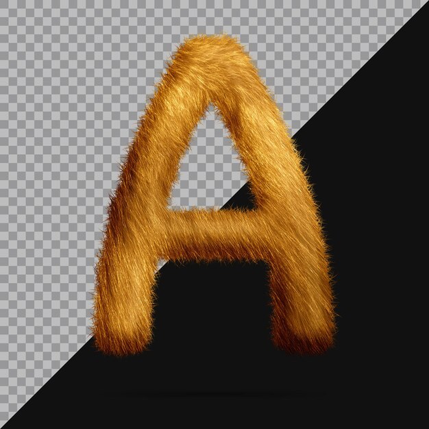 Letter a with realistic 3d fur