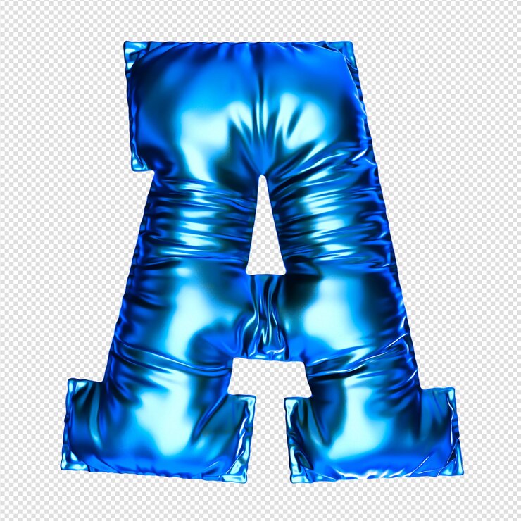 PSD a letter a with shiny material and a transparent background.