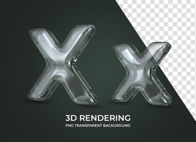 PSD letter x 3d rendering isolated transparent background