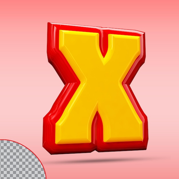 Letter x 3d style color red and gold