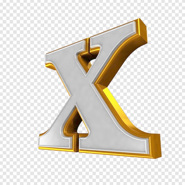 Lettera x bianco e oro