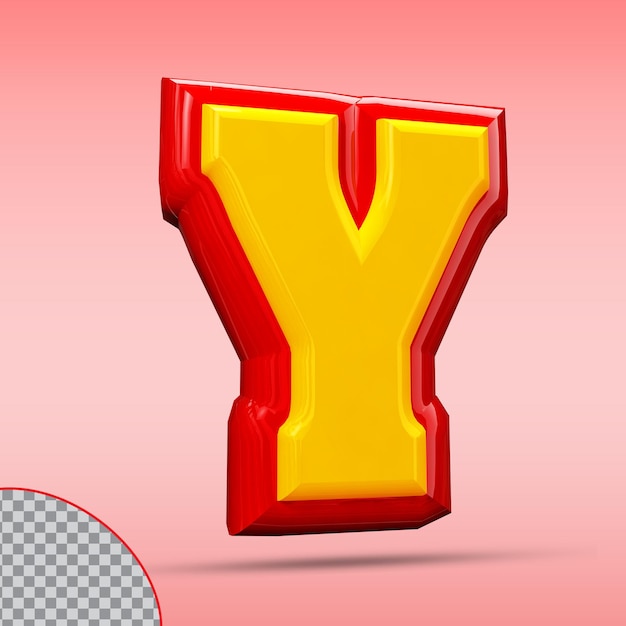 Letter y 3d-stijl kleur rood en goud