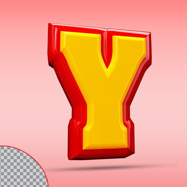 Letter Y 3D-stijl Kleur Rood en Goud