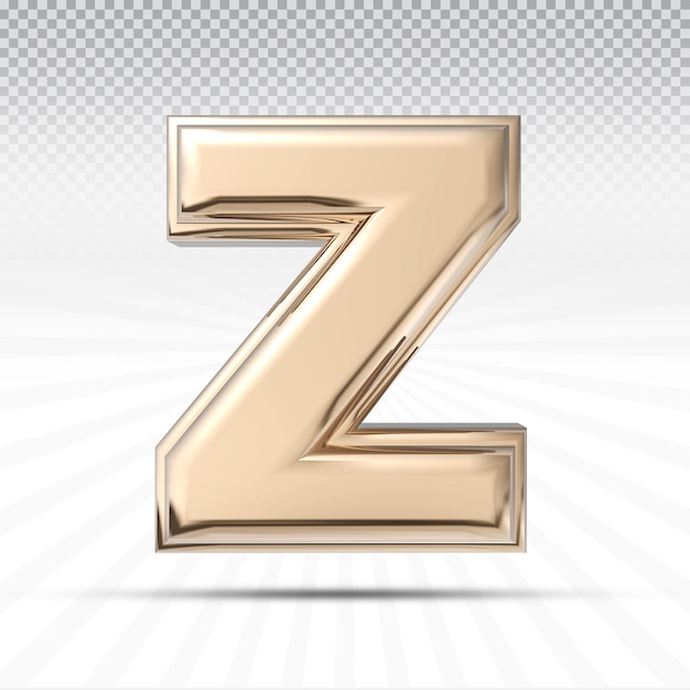 Letter Z 3D Style Color light Gold