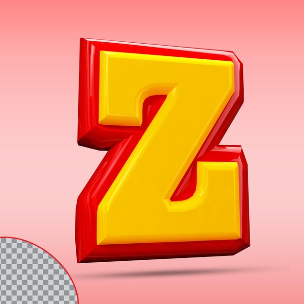 Letter Z 3D Style Color Red and Gold