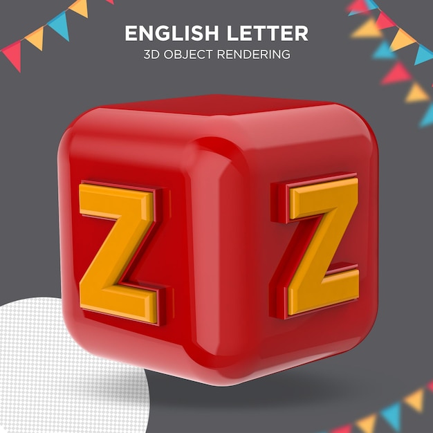 Letter Z on box dice text 3d rendering