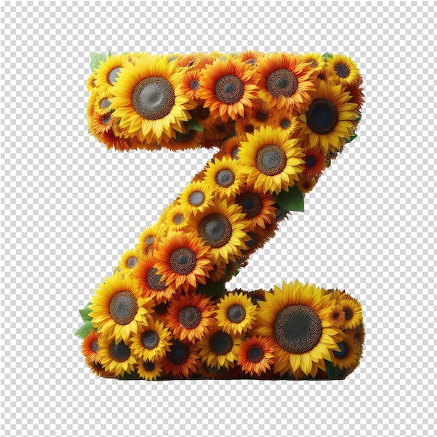 PSD the letter z is made with sunflowers