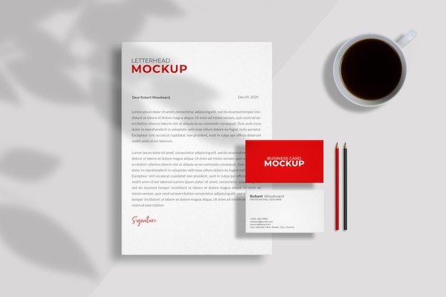 Carta intestata e mockup di biglietti da visita