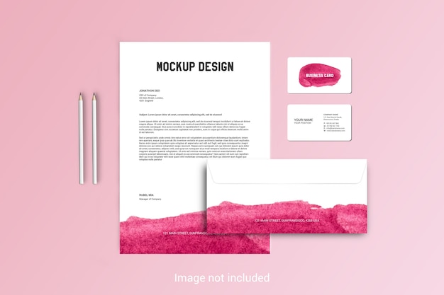 Carta intestata, busta e biglietto da visita mockup