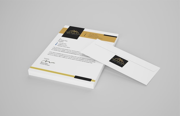 Letterhead and envelop mockup psd