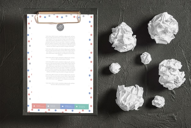 PSD letterhead mockup on clipboard