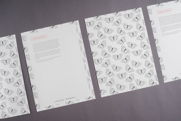 PSD letterhead mockup of four