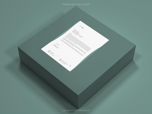 Letterhead Mockup on a Minimalist Green Cube