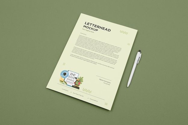 PSD letterhead mockup top view