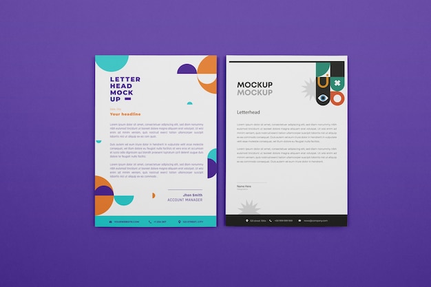 Letterhead mockup top view