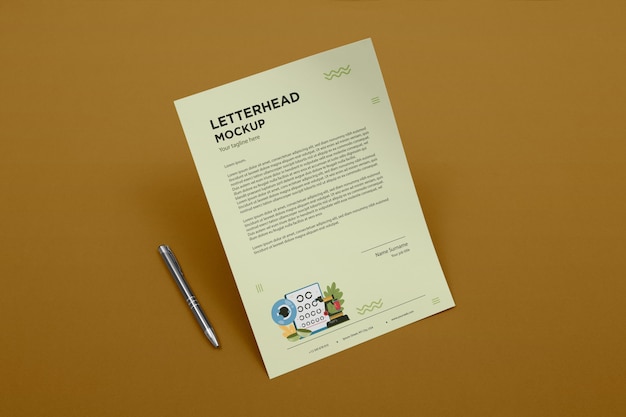 Letterhead mockup top view