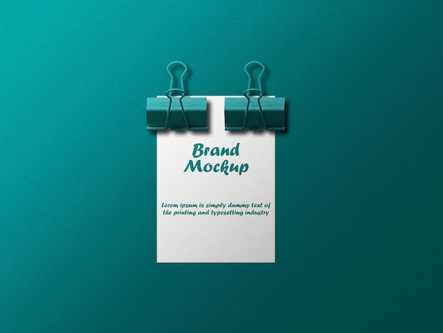 PSD letterhead mockup with paper clips