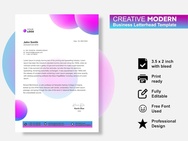 PSD a letterhead template is shown in a business card